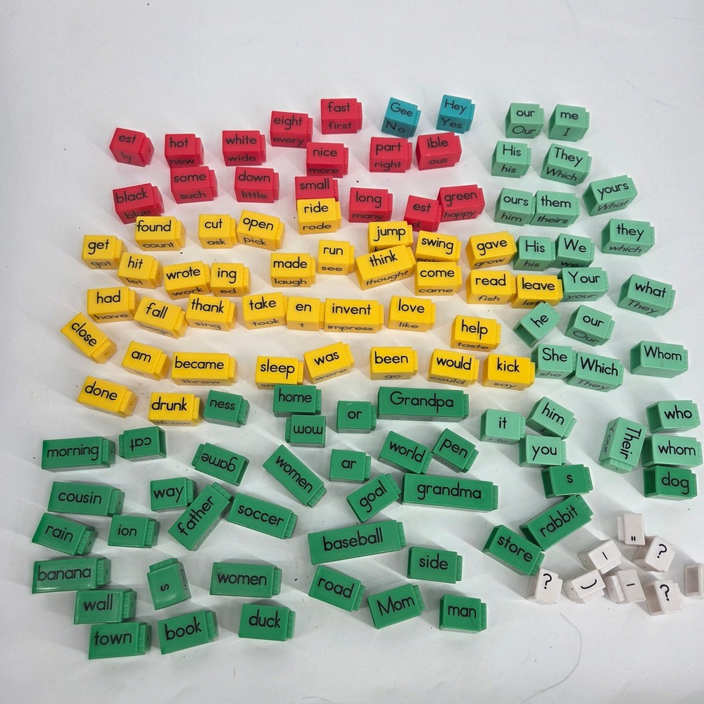 Educational Word Building Blocks Literacy Grammar Sentence Reading Rods